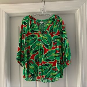 Green and Red Crown and Ivy blouse